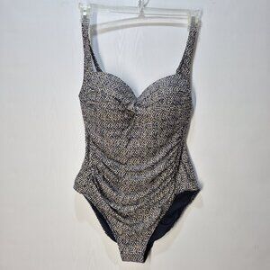 Nip Tuck Nautical Foil Joanne One Piece Swimsuit Built In Bra Adjustable Straps